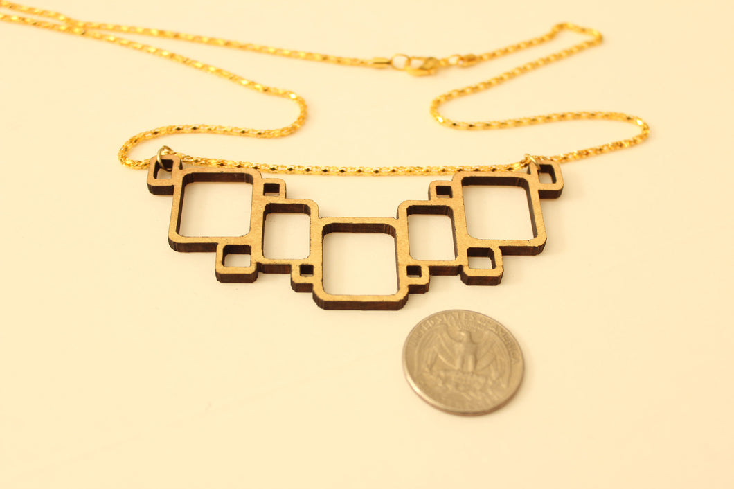 laser cut squares necklace